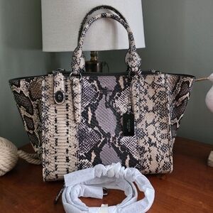 Coach 37177 Crosby Python Embossed Leather Satchel Multicolor Purse